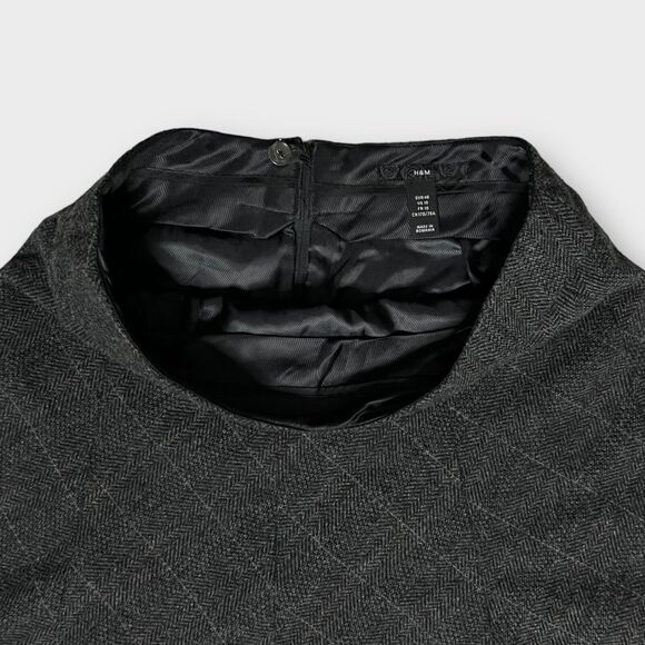 H&M Women's Gray Blend Herringbone Recycled Wool Fit & Flare Skirt Size 10 - Picture 4 of 11
